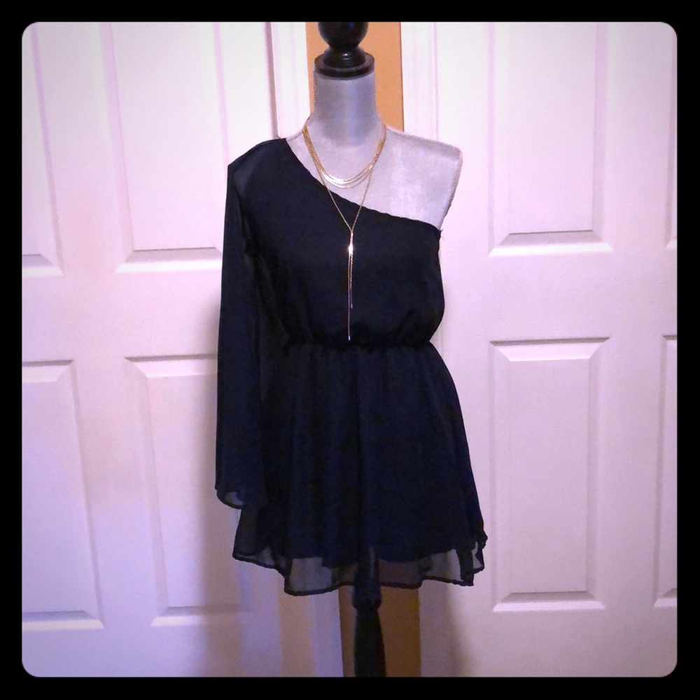 Navy Blue, one sleeved dress